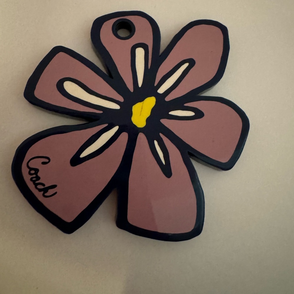 Coach Navy Blue Flower Keychain